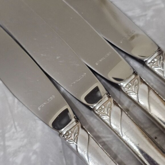Oneida Silverplate Evening Star Dinner Knives 9" set-4 vintage 1950s - Picture 3 of 10